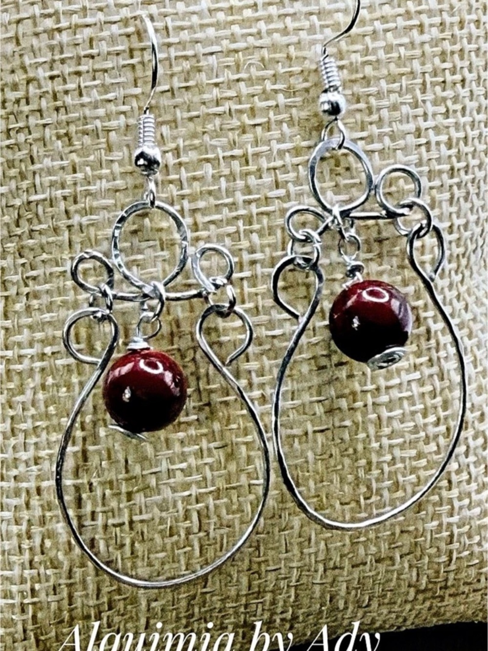 Alquimia by Ady Red Beaded Dangle Earrings